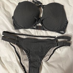 Shade & Shore black/white stripe bikini size 34 DD